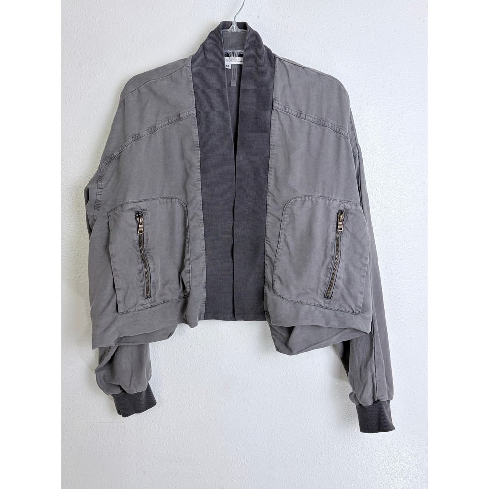 Young Fabulous & Broke Fara Jacket Gray Draped Tencel Bomber M